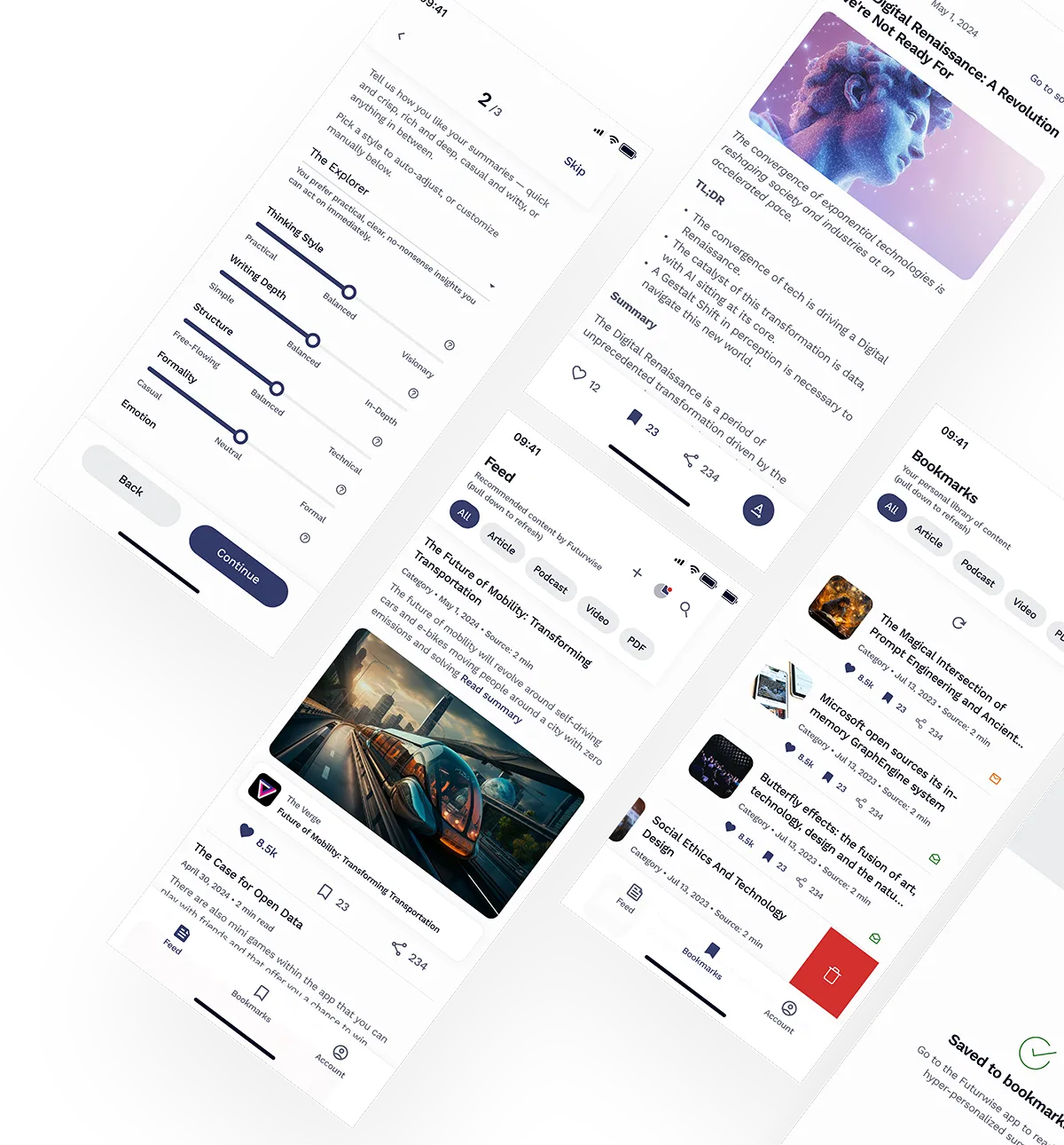 Futurwise App screens